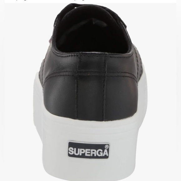 Superga Women's 2790-Naplngcotu Sneaker size 9 Black Leather upper white sole - Picture 3 of 7